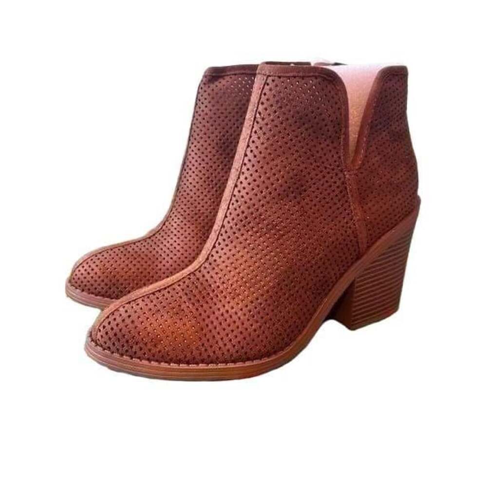 Faux Suede Brown heeled ankle booties